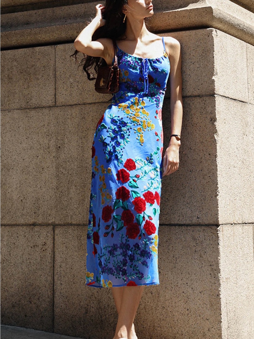 Velvet Floral Appliqué Cami Dress - Medium - Picture 4 of 8